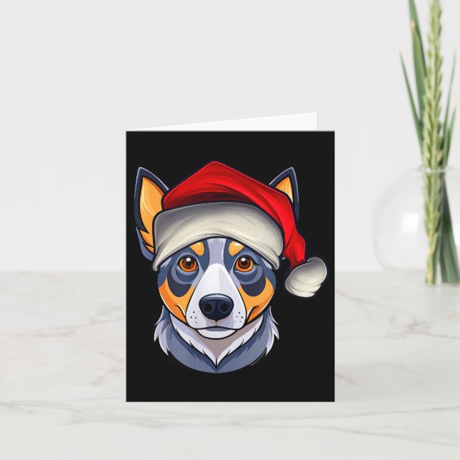 Funny Santa Hat Xmas Pajamas Blue Heeler Dog Chris Kort (Framsida)