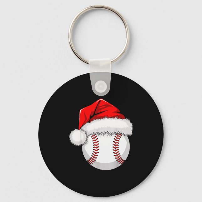 Funny Santa Hat Xmas Srt Lover Christmas Baseball  Nyckelring (Framsida)