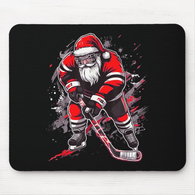 Funny Santa Hockey Christmas Retro Winter Player X Musmatta (Framsidan)