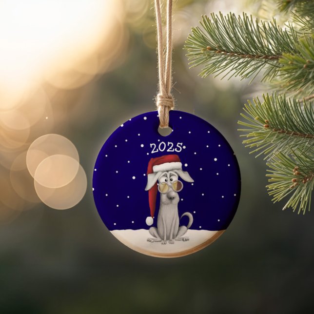Funny Santa Hund Julgransprydnad Keramik (Skapare uppladdad)