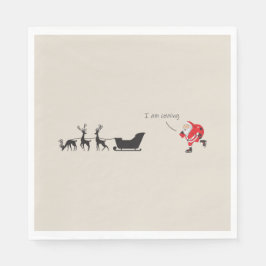 Funny santa 'I am coming' for sleigh Pappersservett