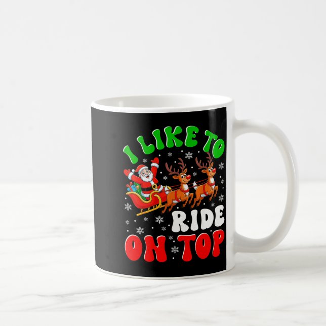 Funny Santa I Like To Ride On Top Christmas Couple Kaffemugg (Höger)