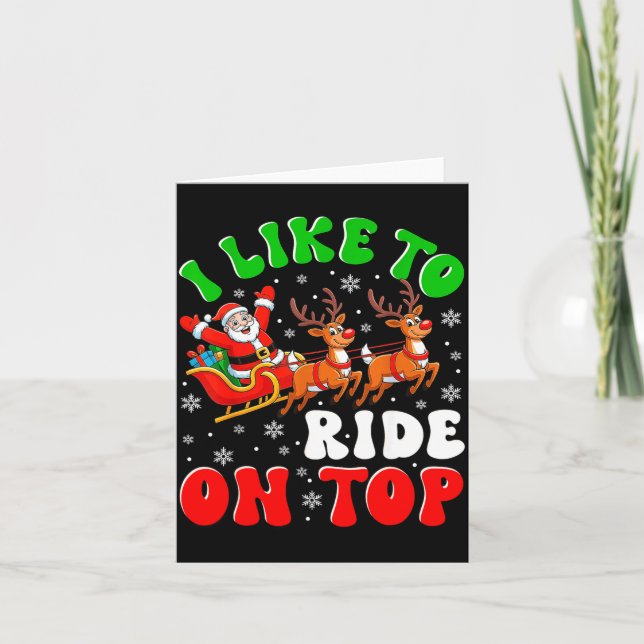 Funny Santa I Like To Ride On Top Christmas Couple Kort (Framsida)