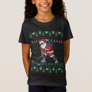Funny Santa Ice Hockey Player Ugly Sweater Christm T Shirt