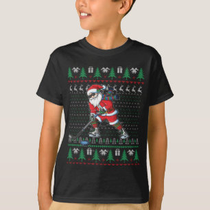 Funny Santa Ice Hockey Player Ugly Sweater Christm T Shirt