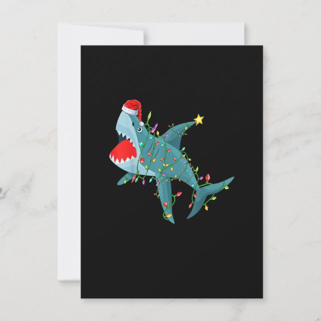 Funny Santa Jaws Shark Christmas Lights Merry Shar Inbjudningar (Framsida)