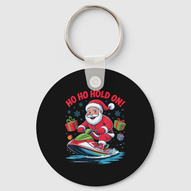 Funny Santa Jet Skiing Lover Christmas Xmas Pajama Nyckelring (Framsida)