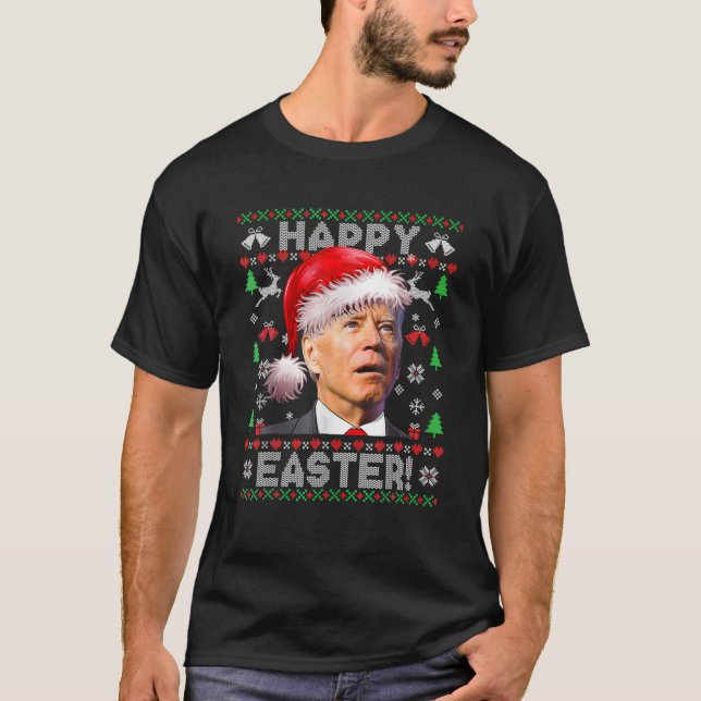 Funny Santa Joe Biden Glad påsk God jul T Shirt (Framsida)