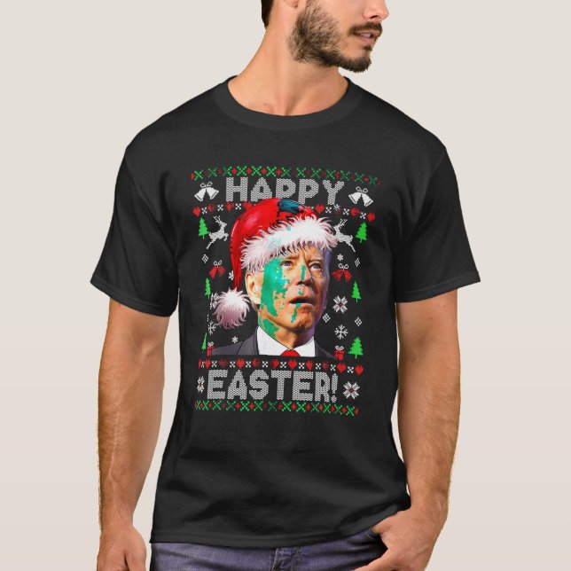 Funny Santa Joe Biden Glad påsk God jul T Shirt (Framsida)