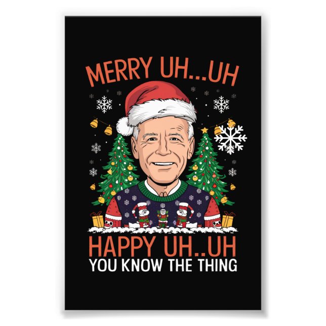 Funny Santa Joe Biden Merry Öh Jul Ugly Fototryck (Framsidan)