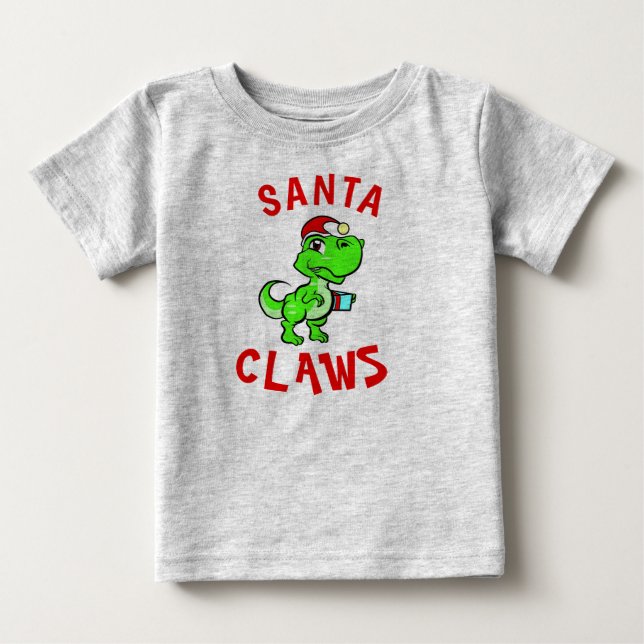 Funny Santa Klo Dinosaur Baby 1st jul T Shirt (Framsida)
