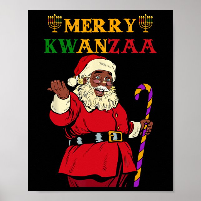 Funny Santa Merry Kwanzaa African American Helgdag Poster (Framsidan)
