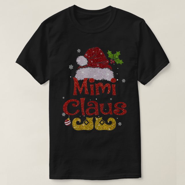 Funny Santa Mimi Claus julfamiljegåvor T Shirt (Design framsida)