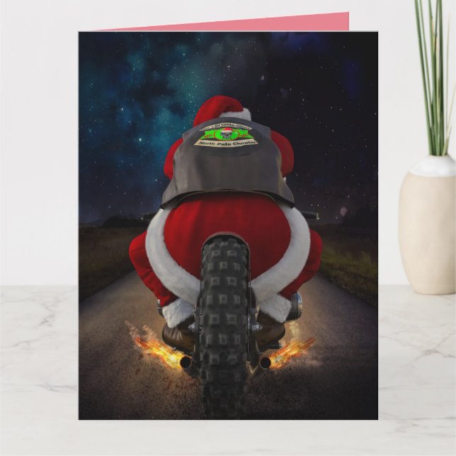 FUNNY SANTA MOTORCYLE CHRISTMAS-KORT KORT (Framsida)