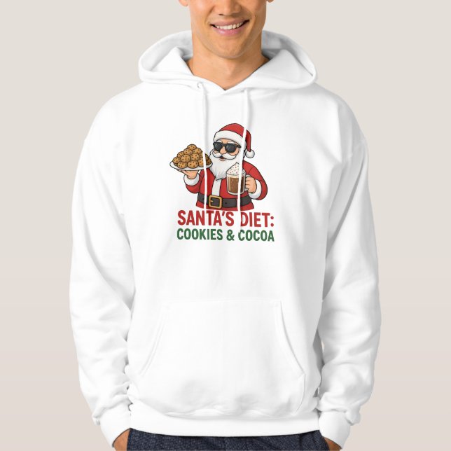 Funny Santa Mug – Santa’s Diet: Cookies & Cocoa Hoodie (Framsida)