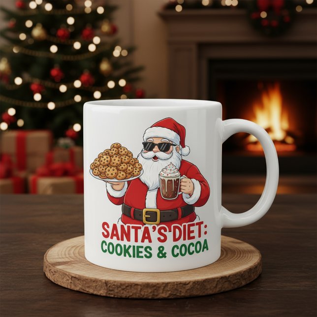 Funny Santa Mug – Santa’s Diet: Cookies & Cocoa Kaffemugg (Skapare uppladdad)