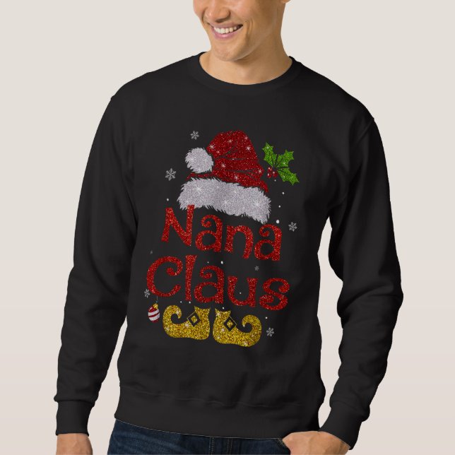 Funny Santa Nana Claus-julfamiljen Lång Ärmad Tröja (Framsida)