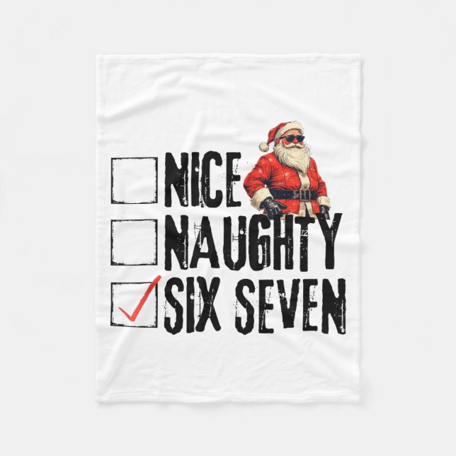 Funny Santa Nice Naughty Six Seven Meme 67 Christm Fleecefilt (Framsidan)