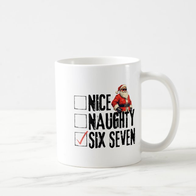 Funny Santa Nice Naughty Six Seven Meme 67 Christm Kaffemugg (Höger)
