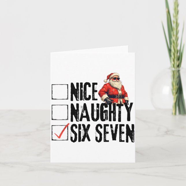 Funny Santa Nice Naughty Six Seven Meme 67 Christm Kort (Framsida)