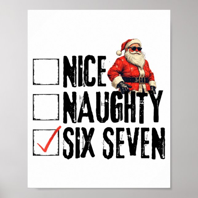 Funny Santa Nice Naughty Six Seven Meme 67 Christm Poster (Framsidan)
