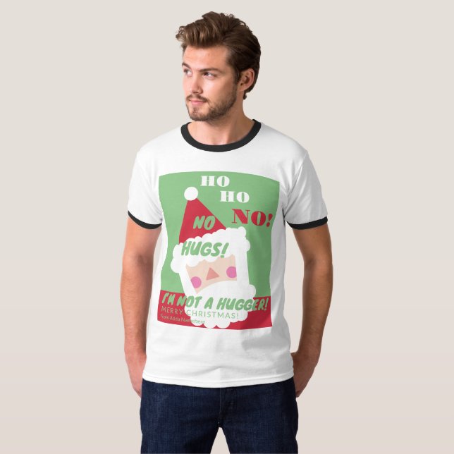 Funny Santa No Hugs Ugly Sweater T Shirt (Hel framsida)