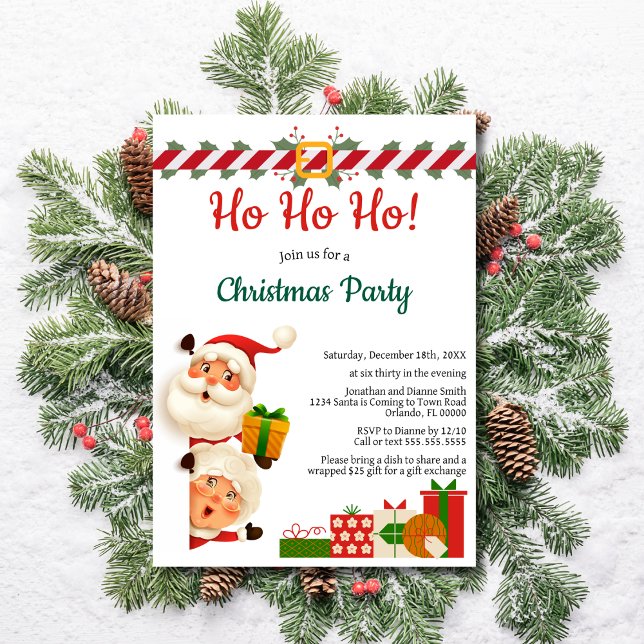 Funny Santa och Claus Ho Ho jul Party Inbjudningar (Skapare uppladdad)