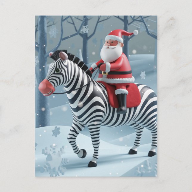 Funny Santa och Zebra Vykort (Framsida)
