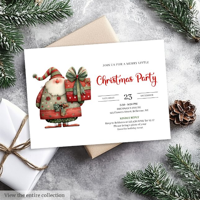 Funny Santa office party modern Christmas invite Inbjudningar (Funny Santa office party modern Christmas invite)