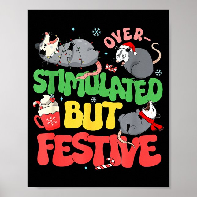 Funny Santa Ossums Overstimulated But Festive Xmas Poster (Framsidan)