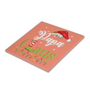 Funny Santa Pappa Claus-julmatchningsfamilj Kakelplatta