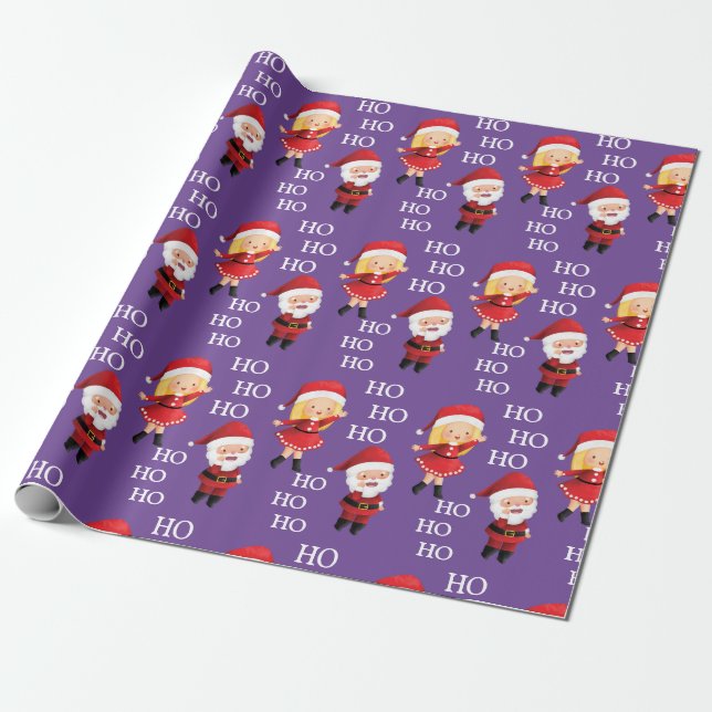 Funny Santa Par Julafton jul HO HO HO Presentpapper (Utrullad)