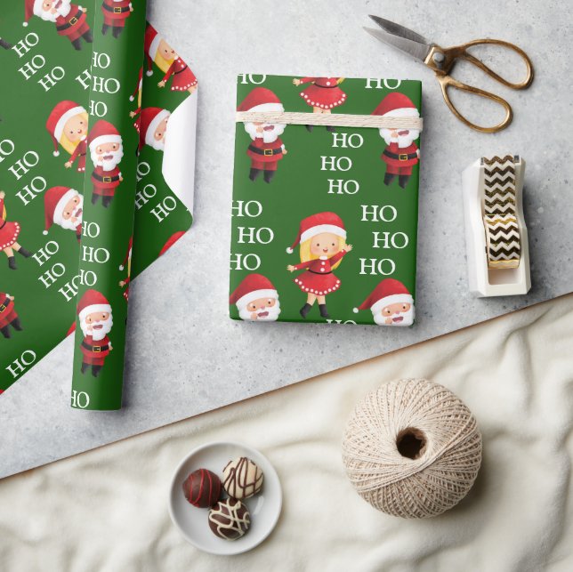 Funny Santa Par Julafton jul HO HO HO Presentpapper (Hantverk)