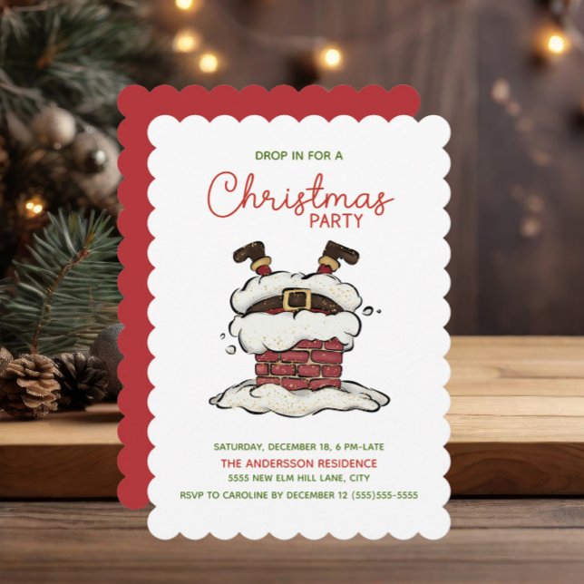 Funny Santa Party Inbjudningar (Funny Santa Claus Christmas party invitation)