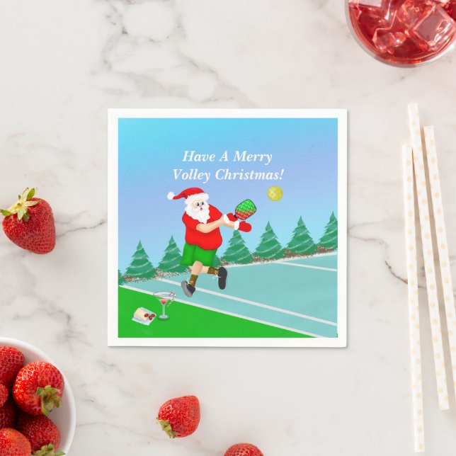 Funny Santa Pickleball Merry Volley Julafton Pappersservett (Insitu)