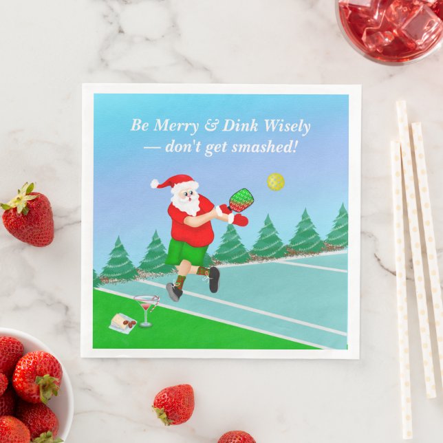 Funny Santa Pickleball Merry Volley Julafton Pappersservett (Insitu)