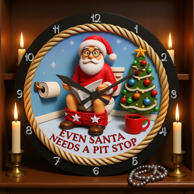 Funny Santa Pit Stop Toilet Stor Klocka (Skapare uppladdad)