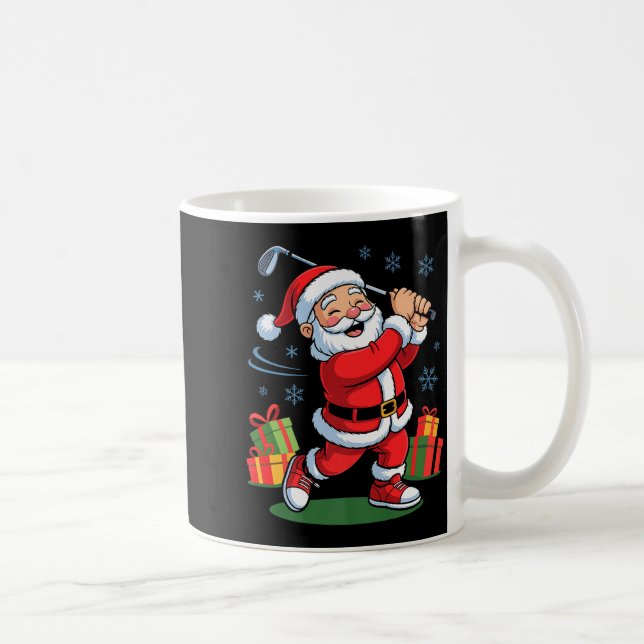 Funny Santa Playing Golf Holiday Christmas Xmas Pa Kaffemugg (Höger)