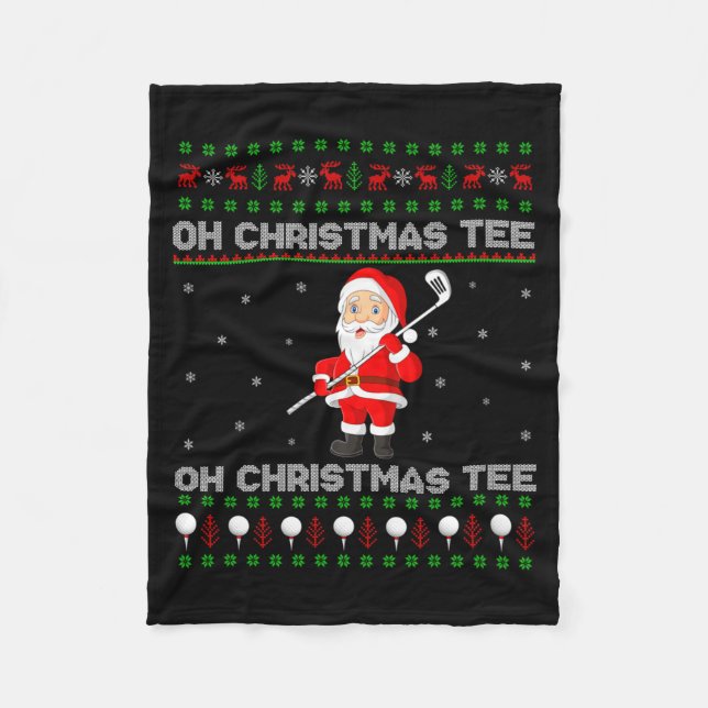 Funny Santa Playing Golf Srts Christmas  Fleecefilt (Framsidan)