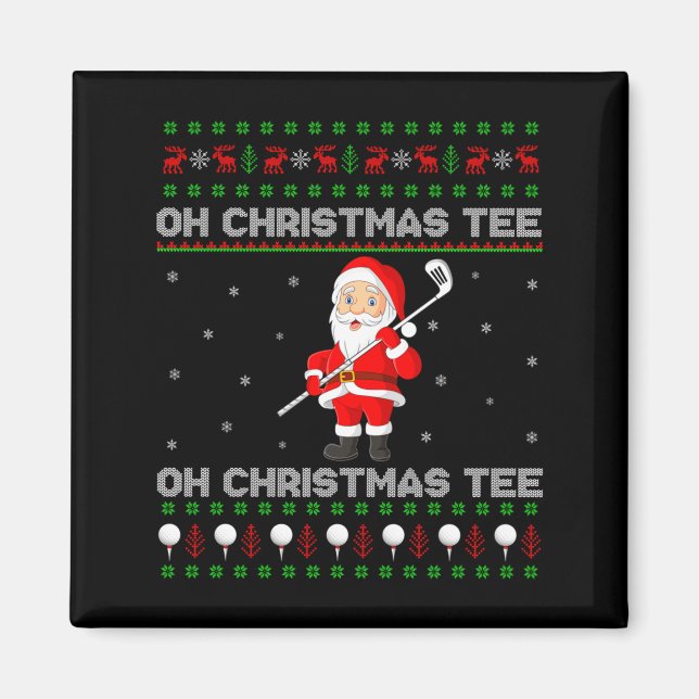 Funny Santa Playing Golf Srts Christmas  Magnet (Framsidan)