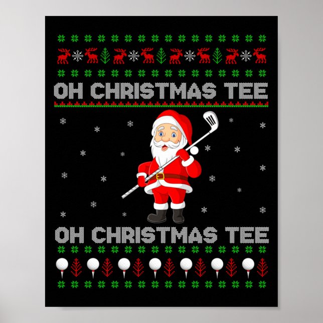 Funny Santa Playing Golf Srts Christmas  Poster (Framsidan)