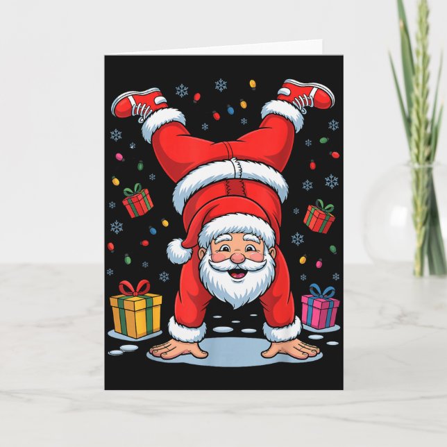 Funny Santa Playing Gymnastics Holiday Christmas X Kort (Framsida)