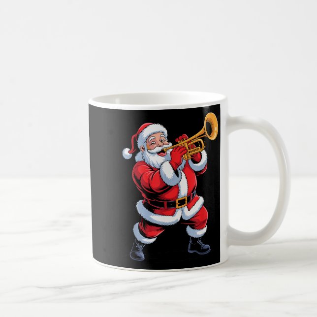 Funny Santa Playing Trumpet Holiday Chrismas Xmas  Kaffemugg (Höger)