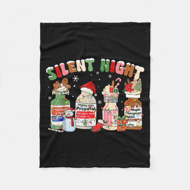 Funny Santa Profol Silent Night Icu Nurses Merry C Fleecefilt (Framsidan)