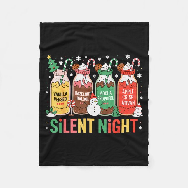 Funny Santa Profol Silent Night Icu Nurses Merry C Fleecefilt (Framsidan)