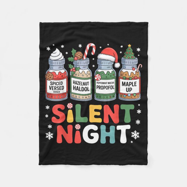 Funny Santa Profol Silent Night Icu Nurses Merry C Fleecefilt (Framsidan)