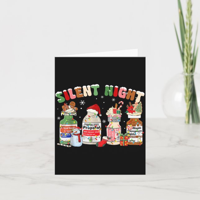 Funny Santa Profol Silent Night Icu Nurses Merry C Kort (Framsida)