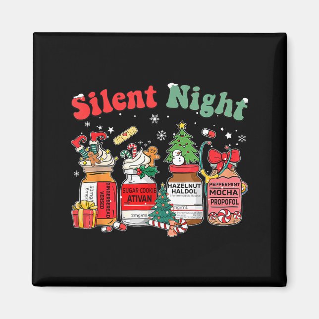 Funny Santa Profol Silent Night Icu Nurses Merry C Magnet (Framsidan)