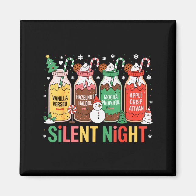 Funny Santa Profol Silent Night Icu Nurses Merry C Magnet (Framsidan)