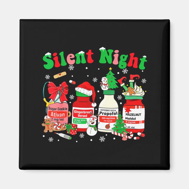 Funny Santa Profol Silent Night Icu Nurses Merry C Magnet (Framsidan)